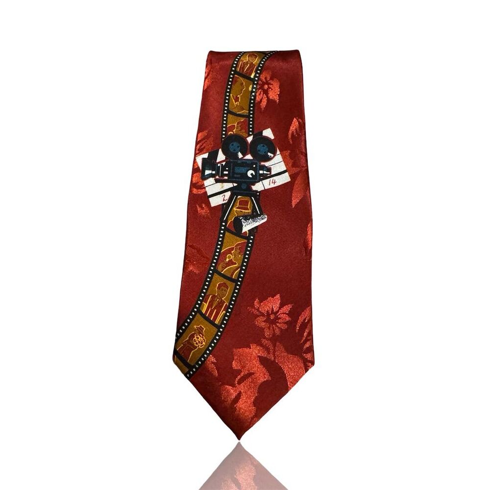 Studio 880 Men's Red Film Projector Design Necktie Cinephile Director Cinema